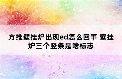 方维壁挂炉出现ed怎么回事 壁挂炉三个竖条是啥标志